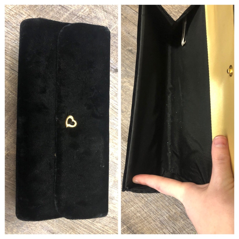 Black soft velvet feel victoria secret clutch.